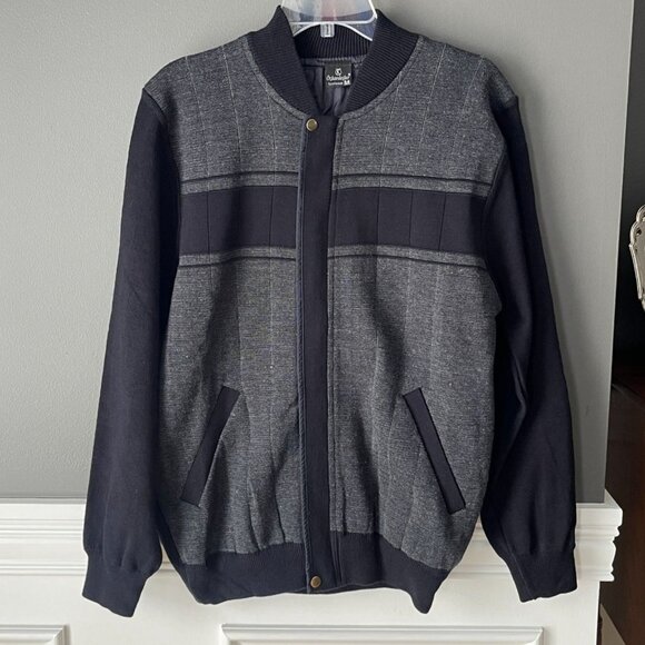 Ozkardesler Turkey Gentlemen Navy Zip Up Snap Knit Bomber Jacket Mens Sz Medium - Picture 1 of 5